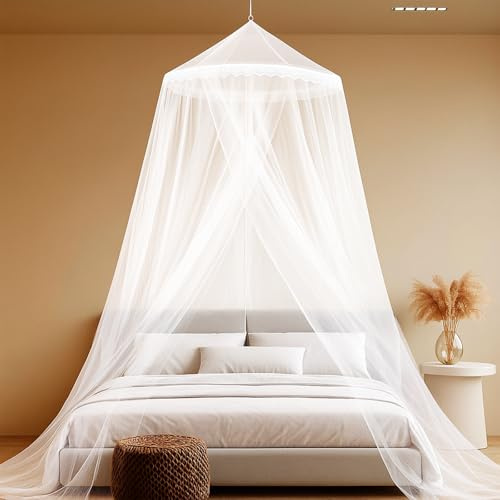 Mosquitero Grande Universal con Diseño de Cúpula Mosquitero 0.6 X 2.5 X 12m | Portátil Ultraligera Para Interiores y Exteriores Ideal paraCasa Camping Viajes y Uso Doméstico Blanco