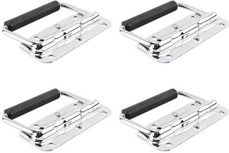 Ubric 4PCS Folding Handles, Metal Handles with Spring, Heavy Duty Chest Handle for Speaker Boxes, Toolbox, Door Tool Boxes, Flight Cases