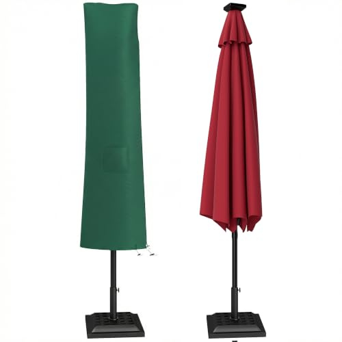 Outsunny Garden Parasol Cover Waterproof 240 x 48/70 cm Green | Outdoor Cantilever Banana Umbrella Protector, 300D Oxford Fabric, for 3 m Cantilever Parasol