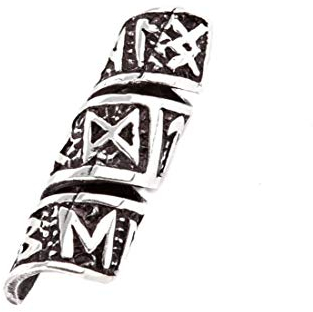 Wikinger Silber Bartschmuck Haarschmuck RUNA 25 mm Runen Dread Tube Silberperle Futhark 925 Sterlingsilber