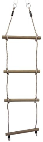 Gartenwelt Riegelsberger Premium Strickleiter für Kinder mit 4 Holzsprossen Länge 150 cm Seilleiter Trittleiter Hängeleiter Turngerät