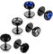 JewelryWe Schmuck Herren Damen Ohrstecker, Glänzend Glas Diamant Runde Kreis Ohrringe, 8mm, Edelstahl, Blau Weiß Schwarz