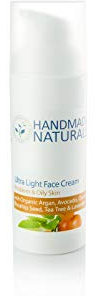 Handmade Naturals Ultra Light Face Cream with Organic Argan Oil | For oily or problem skin types with soothing Witch Hazel
