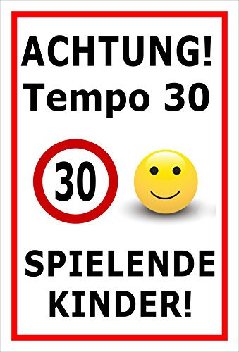 Melis-Folienwerkstatt Schild - Tempo 30-60x40cm | Bohrlöcher | 3mm Hartschaum - S00040-044-B - 20 Varianten