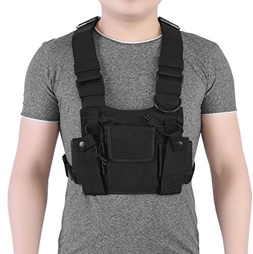 Jadeshay Sacs de Harnais de Poche - Pack de Poitrine en Nylon Ajustable pour Hommes Sacs de Harnais de Poche de Radio Talkie-walkie Poche de Poitrine