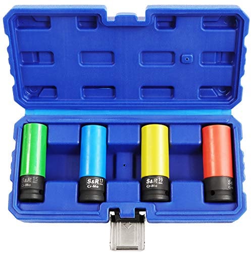 S&R Kraft-Schoneinsätze Set 1/2 – 15-21 mm für Alu-Felgen, Radschrauben & Radmuttern – Chrom-Molybdän Stahl, geeignet für Schlagschrauber und Drehmomentschlüssel, Vierkantantrieb