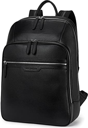 BOSTANTEN Herren Leder Rucksack 15.6 Zoll Laptoprucksack Reiserucksack Schulrucksack Casual Daypacks Schwarz