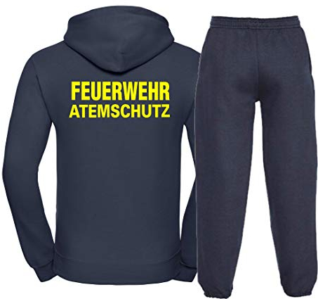Kapuzen-Jogginganzug Navy, Feuerwehr ATEMSCHUTZ Neongelb XXL