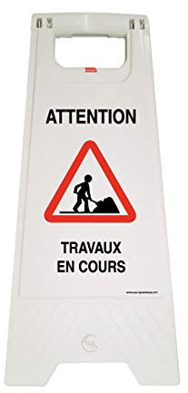 AUA SIGNALETIQUE - Chevalet signalisation - Poids 1KG en Plastique- (Travaux en Cours-)