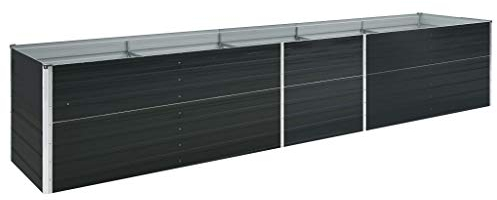 Festnight Hochbeet Metall Hochbeet Balkon Blumenkasten Balkon Garten-Hochbeet Pflanzkasten Balkon Kräuterbeet Pflanzkübel Groß Außen Hochbeet Verzinkter Stahl 240x80x77 cm Grau