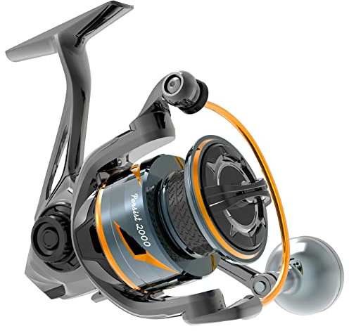 Tempo Persist Angelrollen, Süß- und Salzwasser-Spinnrolle, mit härterem GV-5H-Rotor, 7 + 1 versiegeltes Kugellager, max. Zugkraft bis zu 14 kg, korrosionsbeständige Angelrolle, schwarz