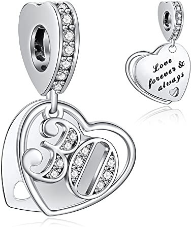 NINGAN 30 Charme-Charms-Anhänger 925 Sterling Silber Charm Bead für Chamilia und europäische Armbänder und Halsketten