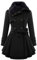 EFOFEI Damen Wintermantel Wollmischung Mantel Mit Faux Pelz Kragen Parka Herbstjacke Elegant Zweireihiger Trenchcoat Lang Mantel Dufflecoat Outwear Mit Gürtel Schwarz XXS