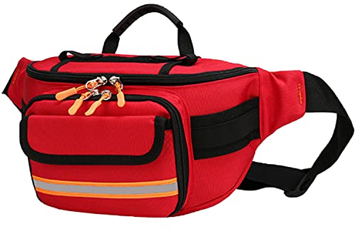YuanDiann Medical Taktische Erste Hilfe Bauchtasche mit Isolierschicht, Tragbare Insulin Kühltasche Hüfttaschen, Wasserdicht Medizinischer Gürteltasche für Outdoor Wandern Reisen Radfahren Rot