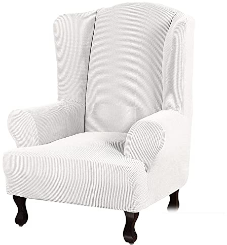 YOPOIY Wasserdicht Ohrensessel Überzug 1 Stück Super Stretch Super Soft Stilvoll Husse für Ohrensessel Maschinenwaschbare Rutschfestigkeit -Weiß-