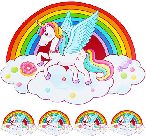 6pcs Einhorn Personalisiert Tischsets, Abwaschbar Hitzebeständige Regenbogen Tischsets Platzsets Unterlage in kinderfreundlichem Design Tisch-Set Platzdeckchen für Esstisch Dekoration