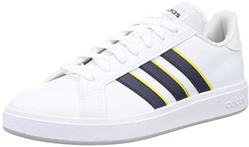 Adidas Herren Grand Court Base 2.0 Shoes, Cloud White/Shadow Navy/Impact Yellow, 41 1/3 EU