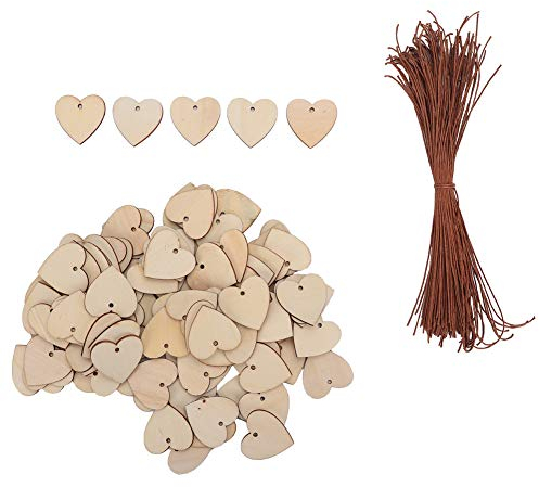 100stk Herz Geschenkanhänger Kraftpapier, Etiketten, Anhänger Hochzeit mit Schnur, Flaschenetiketten Stempel Honiggläser Marmeladendeckchen Preisetiketten Namensschilder