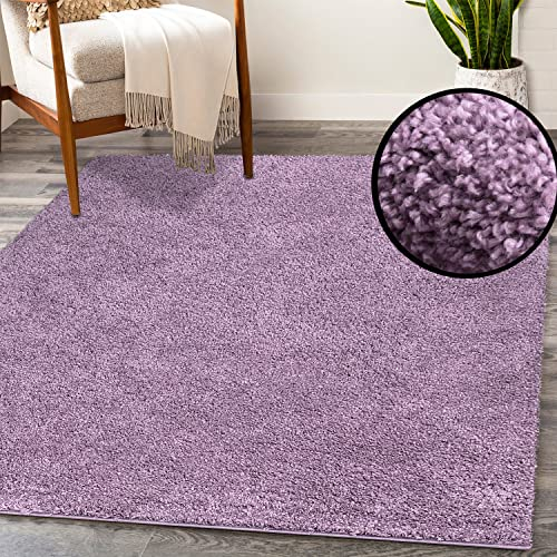 Teppich Läufer Hochflor Shaggy - 60x110cm Läufer - Pastell Lila Einfarbig Wohnzimmer Uni Flauschig Modern Boho Deko Teppiche Weich Schlafzimmer