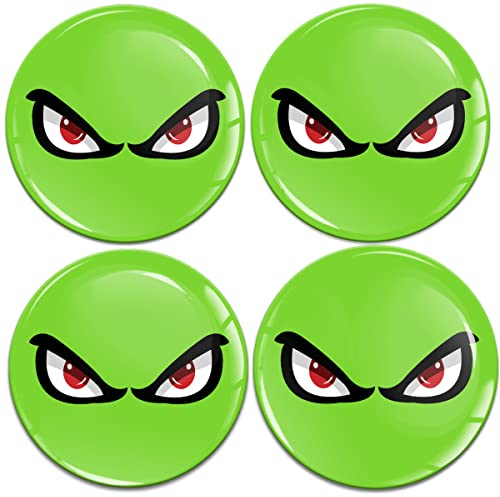 Biomar Labs® 4 x 68mm Aufkleber 3D Silikon Augen No Fear Grün Für Radkappen Nabenkappen Radnabendeckel Rad-Aufkleber Nabendeckel A 3868