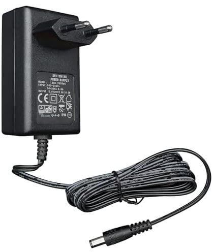 12V 2A/2000mA Netzteiladapter, AC 100-240V 50/60Hz auf DC 12V 2A/2000mA 24W, 5,5 x 2,1mm Wandladegerät, Mitte positiv, 1,8m langes 20-AWG-Kabel für stabilen und flexiblen Einsatz