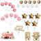 Taicols 28 Stück Tortendeko Kugeln, Teddybär Kuchen Deko, Deko Kugeln Torte, Baby Tortendeko, Happy Birthday Cake Topper DIY Tortendeko Hochzeit für Hochzeit Hochzeitstag Geburtstag Babypart (Rosa)