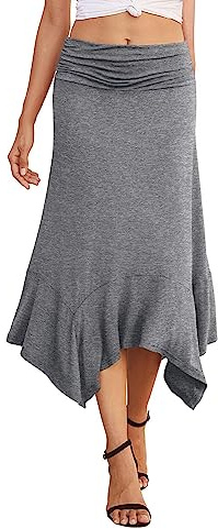 PrinStory Abito Estivo da Donna Primavera Casual Elegante Fazzoletto Fluido Orlo Gonna Midi