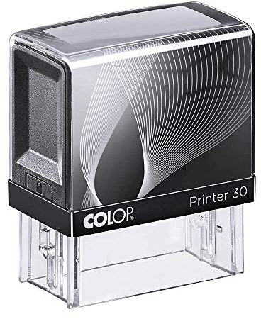 stempelshop4you – Stempel Colop Printer 30 personalisierbar mit individueller Textplatte mit Wunschtext, Textstempel, Adressstempel, Firmenstempel, Namensstempel, 46 x 17 mm (bis 5 Zeilen), Schwarz
