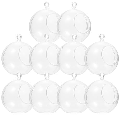 Garneck 10pcs Transparent Christmas Baubles, Christmas Tree Baubles Balls DIY Fillable Ornament Balls Christmas Tree Hanging Decorations for Holiday Party Decor (Diameter 8CM Opening Ball)