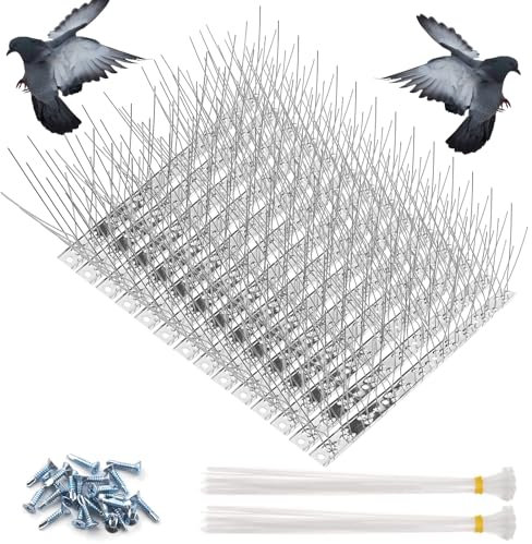 Newpop 14 Pièces 25cm Pic Anti Pigeon, Pique Anti Chat Balcon, Repulsif Pigeon, Pics Anti Moineau, Pointes Anti Oiseaux en Acier Inoxydable, Anti Pigeons pour Balcon Kit, Pointe Anti Corbeaux