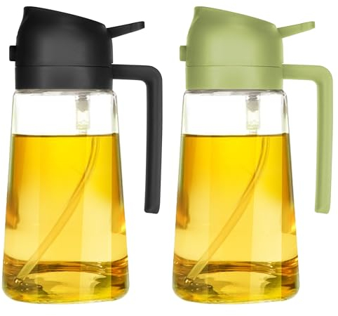 TrendPlain Botella dispensadora de aceite de 16 onzas para cocina, dispensador de aceite de oliva 2 en 1 y pulverizador de aceite, botella de aceite de oliva de 470 ml, pulverizador de aceite para