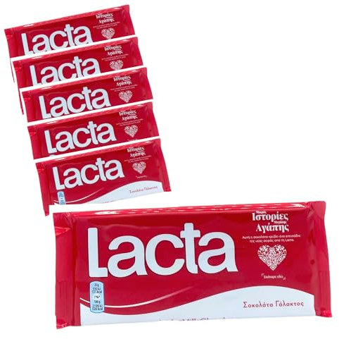 Lacta Vollmilch Schokolade 6x 85g Tafel | Leckere Griechische Schokolade | +20ml Jassas Olivenöl