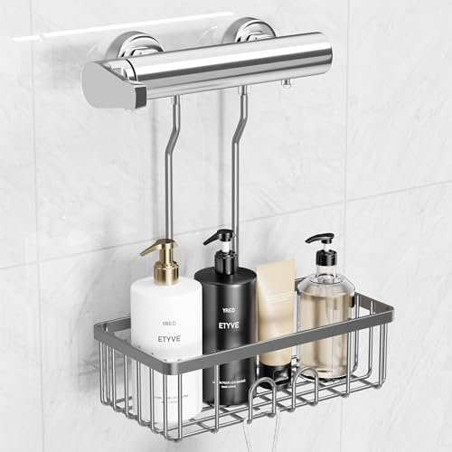 pickpiff Cesta de ducha para colgar, guardar champú, no requiere taladrar, acero inoxidable, gris, 30 x 13 x 37,5 cm