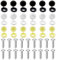 36 pcs Screws and Caps Number Plate Fixing Fitting Kit, (White Yellow & Black Caps)(Black)