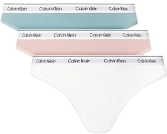 Calvin Klein Damen 3er Pack Strings Thong Unterwäsche, Mehrfarbig (Subdued/White/Zoni Beach), M