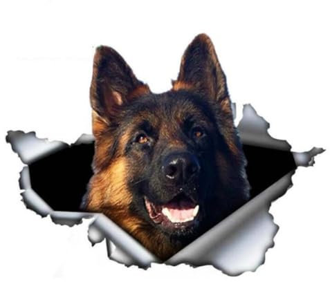 Car Stickers 18Cm Deutscher Schäferhund Autoaufkleber German Shepherd Aufkleber Haustier Hund Zerrissenes Aufkleber Reflektierende Wasserfester Auto Aufkleber Auto Stoßstange Heckscheibe Dekor