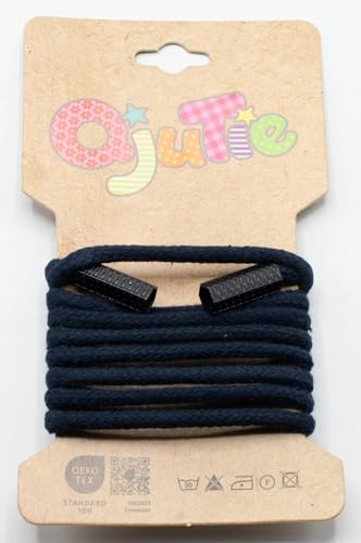 Kordelzug 5 mm rund mit Kordelenden – 1,15 m lang - fertig konfektioniert - für Hoodies, Jogginghosen, Jacken, Bekleidung, Nähzubehör, DIY Projekte – 34 Farben – Ersatz Kordel (Navy)