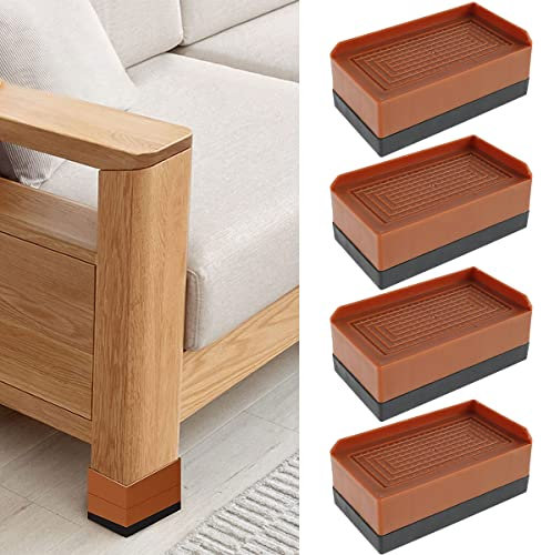 4 Pack Bed Risers, 5cm Heavy Duty Adjustable Furniture Risers Supports Up to 1000 lbs Stackable Desk Lifts Leg Extenders with Anti Slip Pad for Table Couch Sofa Chair Bed Frame