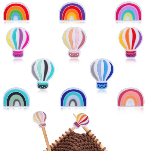 BEEFLYING 11 Stück Stricknadelstopper aus Silikon, Regenbogenfarbene Stricknadel-Schutzhüllen, Endkappen für Strickzubehör übersetzen