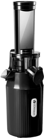 Ventray Ginnie Extracteur de Jus - Slow Juicer Pression Douce 60 Tours, Presse à froid, Fonction de Mastication Inversée, Extracteur de Jus de Fruits et Légumes Sans BPA, Facile à nettoyer, Noir