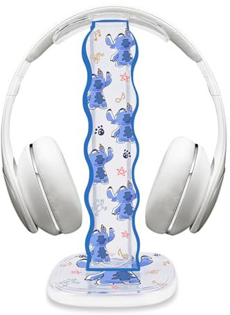 DiyGody Cartoon Headphone Stand Gaming Headset Holder for Desk,Clear Cute Blue Dog Pattern Cellphone Stand Earphone Stand Desk Accessories for All Headphones Size