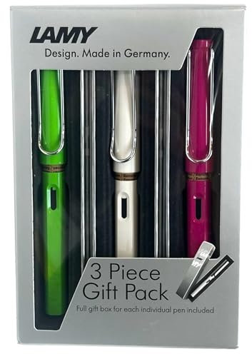 Lamy safari fountain pen 3-piece gift set - M nib - pink, green, white