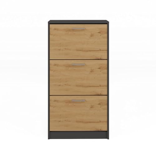 Ibonto Schuhschrank Elegante Schuhkipper-Aufbewahrung für den Modernen Flur (ANTHRAZIT/Artisan-Eiche)