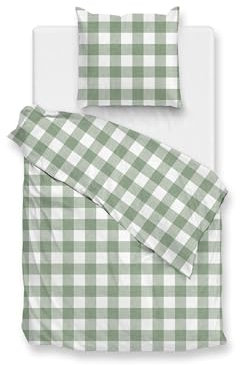Zo!Home Cotton Bettwäsche 135x200 Quattro di Lino Moss Green grün weiß kariert