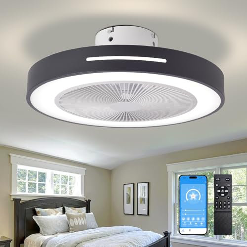 Depuley LED Ceiling Fan with Light: Smart Ceiling Fan Light - Reversible Motor Fan Lights Ceiling for Bedroom - 3000K-6500K Dimmable Ceiling Fan Remote Control Black
