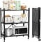 VELPAX Folding Storage Shelves, 3 Tiers Metal Shelving Units for Storage 28.3×13.4×35 inch, Kitchen Shelves on Wheels, Pantry Shelves, Bookcase for Living room