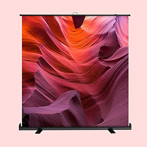 Projector Screen, Manual Pull Up Projection Screen, Floor Standing Projector Screen, for Home Backyard Theater Office, Easy Assemble and Put Away (80 inch