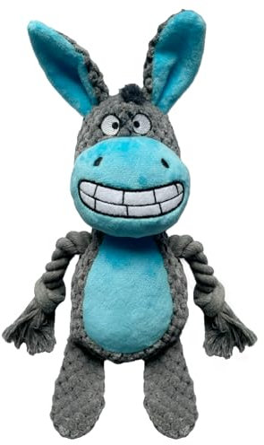 YUREMEEY Quietschendes Hundespielzeug, Plüsch Welpen Spielzeug, Kuscheltier Tauziehen Plüschhundespielzeug, Interaktives Spielzeug mit Knitterpapier, für Welpen Kleine Mittlere Hunde, Esel