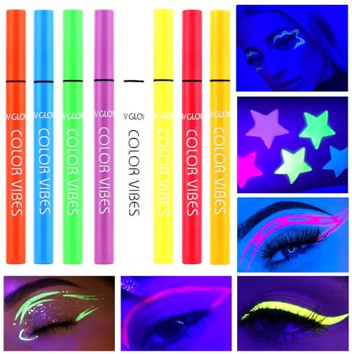 8pcs Eyeliner,Schminkstifte Kit,Abwaschbare Schminkstifte Glitzer Gesicht,Face Body Make Up Glitter Festival Zubehör Gadget Eyeliner,Festival Gesichtsglitzer Schmink,Karneval Party Accessoires