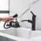 LakeBay Pull Out Bathroom Mixer Basin Tap, One Hole Monobloc Single Lever with Extendable 2 Functions Sprayer, Chrome Matt Black, G 1/2 Hoses